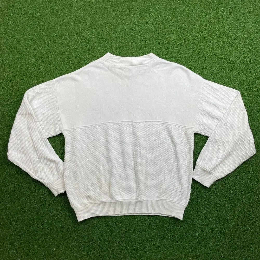 Vintage 90s Miami Dolphins Embroidered Mock Neck Knit White Sweater Sz XL
